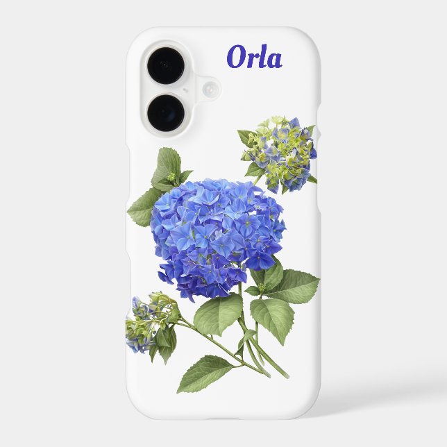 Blue Hydrangea Flower Botanical Art Personalized (Back)