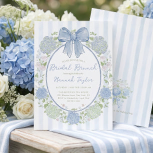 Blue Hydrangea Flower Bridal Brunch Invitation