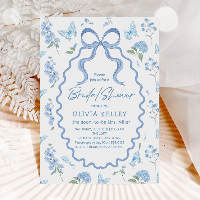 Blue Hydrangea Flower Bridal Shower Invitation (Creator Uploaded)