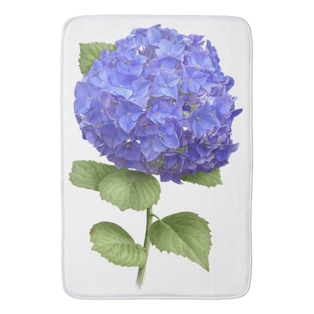 Blue Hydrangea Flower Design Bath Mat (Front Vertical)