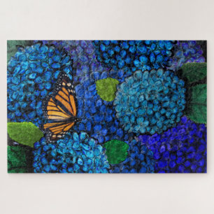 Blue Hydrangea Flower Floral Jigsaw Puzzle