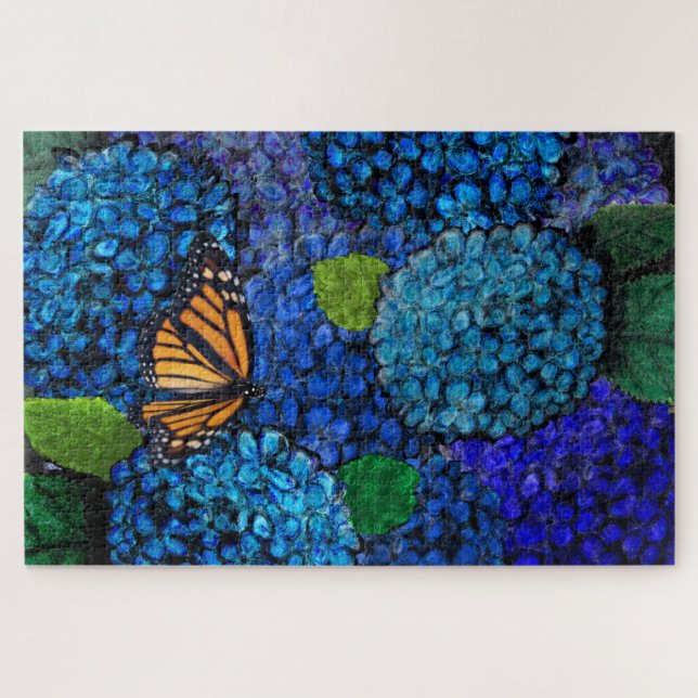 Blue Hydrangea Flower Floral Jigsaw Puzzle (Horizontal)