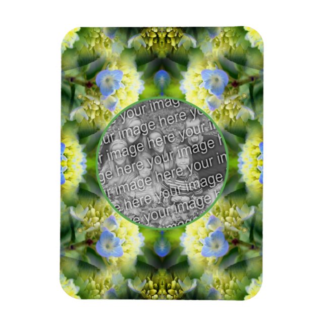 Blue Hydrangea Flower Frame Create Your Own Photo Magnet (Vertical)