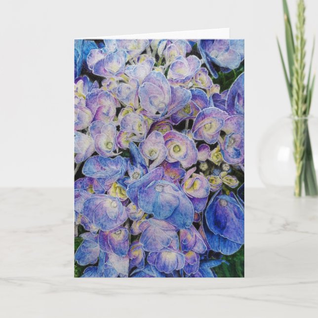 Blue Hydrangea Flower Greeting Cards (Front)