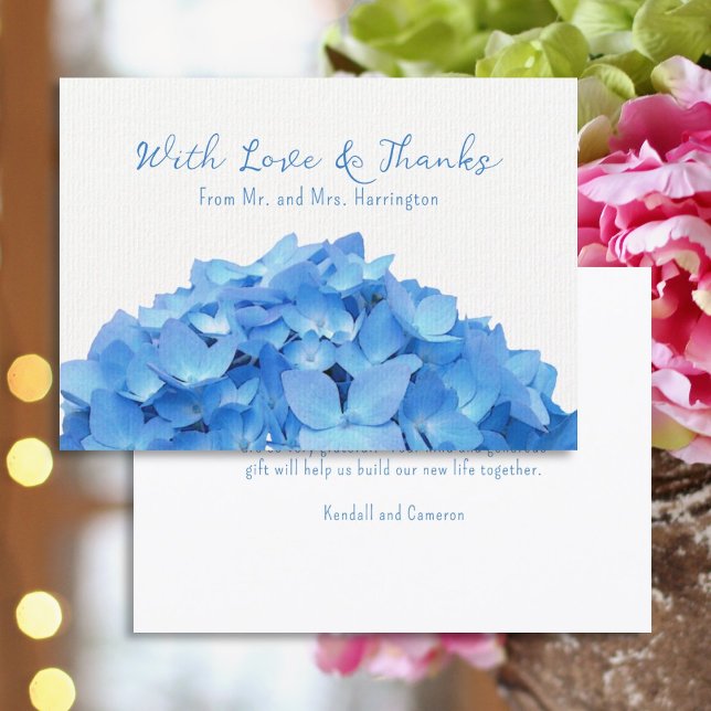 Blue Hydrangea Flower Love n Merci Carte de messag (Créateur téléchargé)