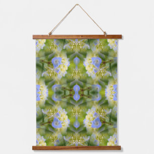 Blue Hydrangea Flower Multiplied Abstract  Hanging Tapestry