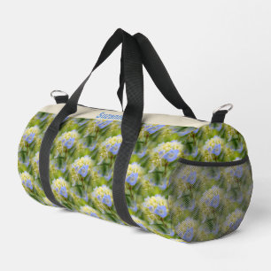 Blue Hydrangea Flower Pattern Personalized Duffle Bag