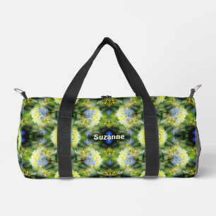 Blue Hydrangea Flower Pattern Personalized Duffle Bag