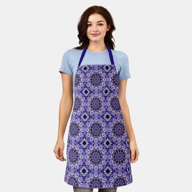 Blue Hydrangea Flower Petals Abstract Art Pattern  Apron (Worn)