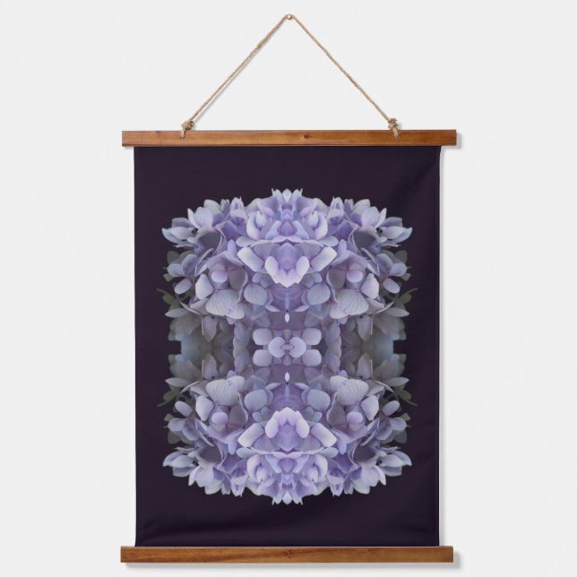 Blue Hydrangea Flower Petals Abstract Hanging Tapestry (Front)