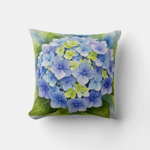 Blue Hydrangea Flower Pillow