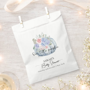 Blue Hydrangea Flower Pumpkin Fall Baby Shower Favour Bag