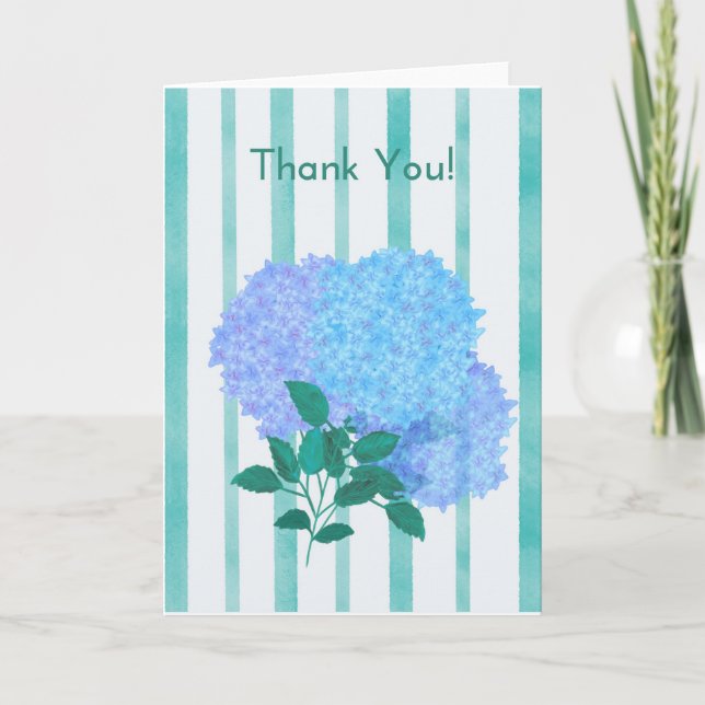 Blue Hydrangea Flower Thank You  Card (Front)