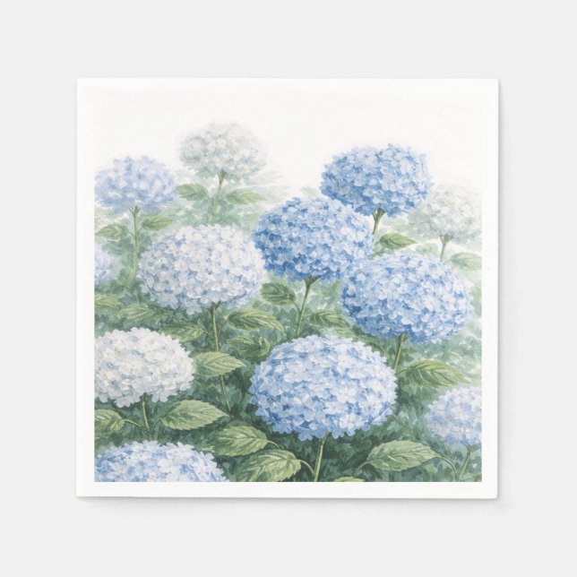 Blue Hydrangea Flower Wedding Baby Shower Napkin (Front)