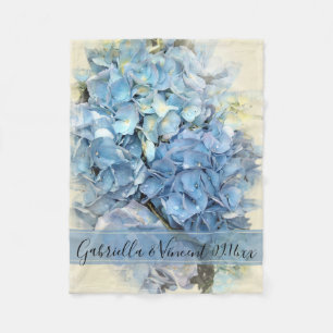 Blue Hydrangea Flower Wedding Fleece Blanket