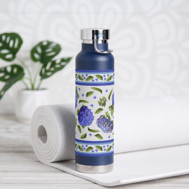 Blue Hydrangea Flowers Botanical Design Water Bottle (Yoga)