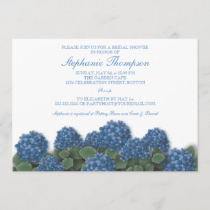 Blue Hydrangea Flowers Bridal Shower Invitation