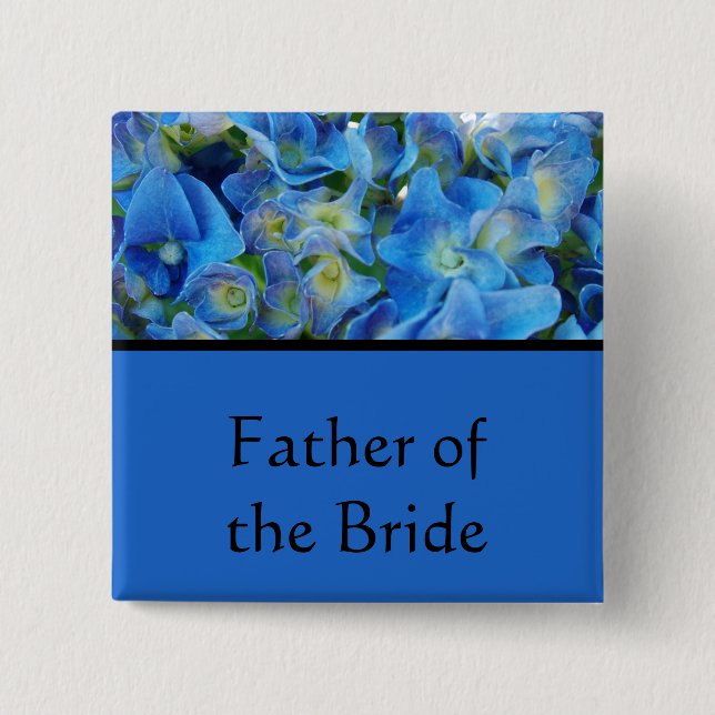 blue hydrangea flowers button (Front)