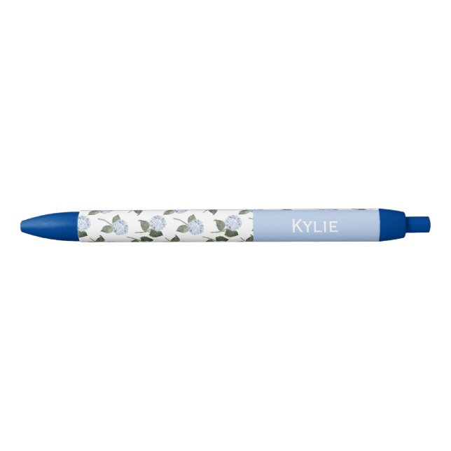 Blue Hydrangea Flowers Custom Name  Ink Pen (Front)