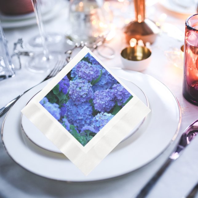Blue Hydrangea Flowers Floral Napkin (In Situ Plate)