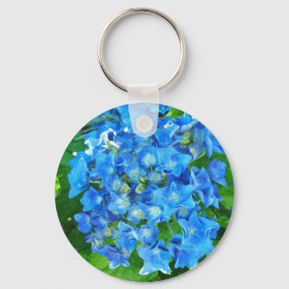 Blue hydrangea flowers. Floral photography. Keychain