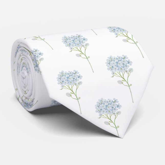 blue Hydrangea flowers pattern Tie (Rolled)