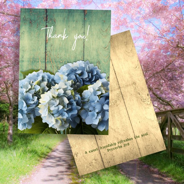 Blue Hydrangea Flowers Thank You Scripture Card (Creator Uploaded)