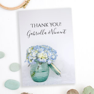 Blue Hydrangea Flowers Vase Wedding Thank You Note Card