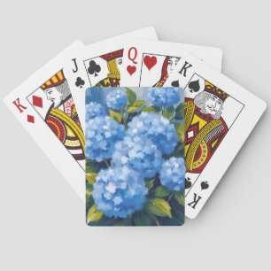 Blue Hydrangea Flowers Watercolor Floral Playing Cards