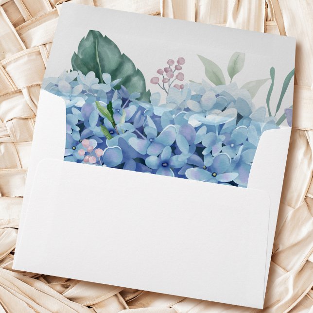 blue hydrangea flowers wedding envelope (Creator Uploaded)