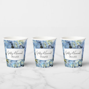 Blue Hydrangea Flowers Wedding Paper Cups