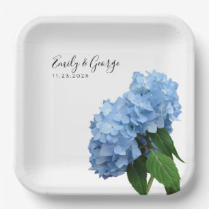 Blue Hydrangea Flowers Wedding Personalized Paper Plate