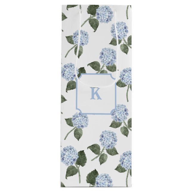 Blue Hydrangea Flowers Wine Gift Bag (Front)