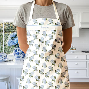 Blue Hydrangea Flowers with Blue Bows Apron