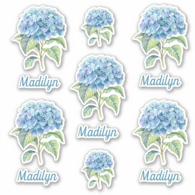 Blue Hydrangea Flowers With Your Name Vinyl (Front)
