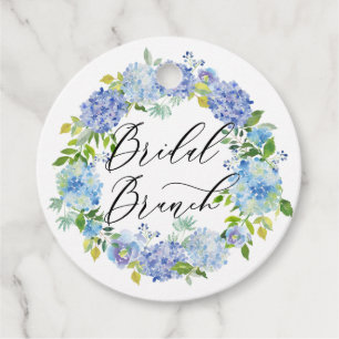 Blue Hydrangea Flowers Wreath Bridal Brunch Favour Tags