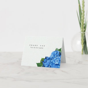 Blue Hydrangea Folded Personalized Thank You Notes