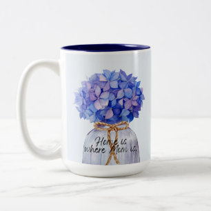 Blue Hydrangea For Mom's Day Two-Tone Coffee Mug