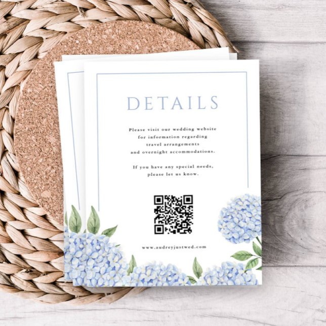 Blue Hydrangea Frame Detail QR Code Enclosure Card (Creator Uploaded)