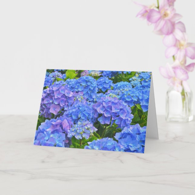 Blue Hydrangea Garden Art Note Card (Orchid)