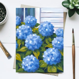 Blue Hydrangea Garden Floral Botanical Watercolor Postcard