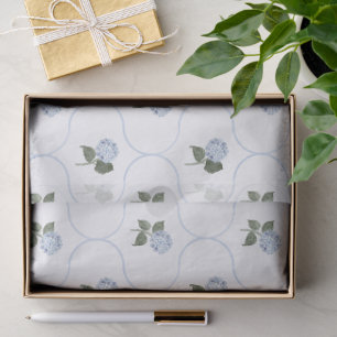 Blue Hydrangea Garden Floral Trellis Tissue Paper
