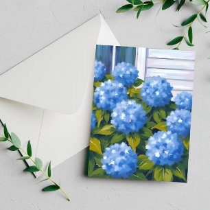 Blue Hydrangea Garden Floral Watercolor Card