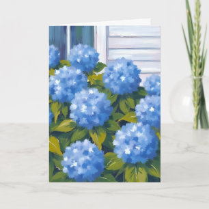 Blue Hydrangea Garden Floral Watercolor Card