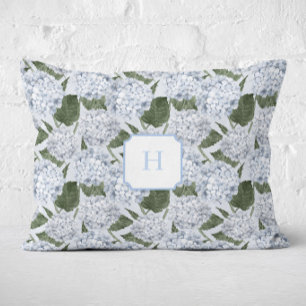 Blue Hydrangea Garden Monogram   Accent Pillow