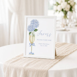 Blue Hydrangea, Gold Glass Favour Table Poster