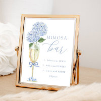 Blue Hydrangea, Gold Mimosa Bar Shower