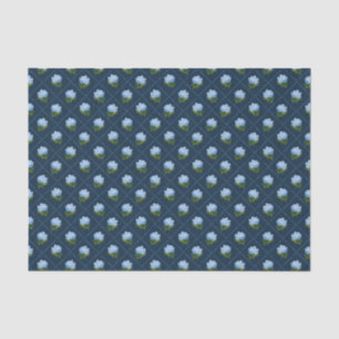 Blue Hydrangea Grandmillennial Navy Tissue Paper