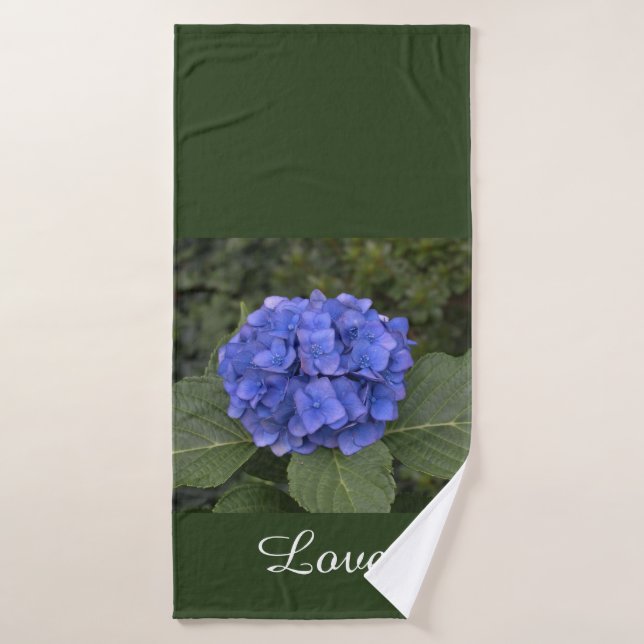 Blue Hydrangea Green Leaves  Bath Towel Set (Bath Towel)