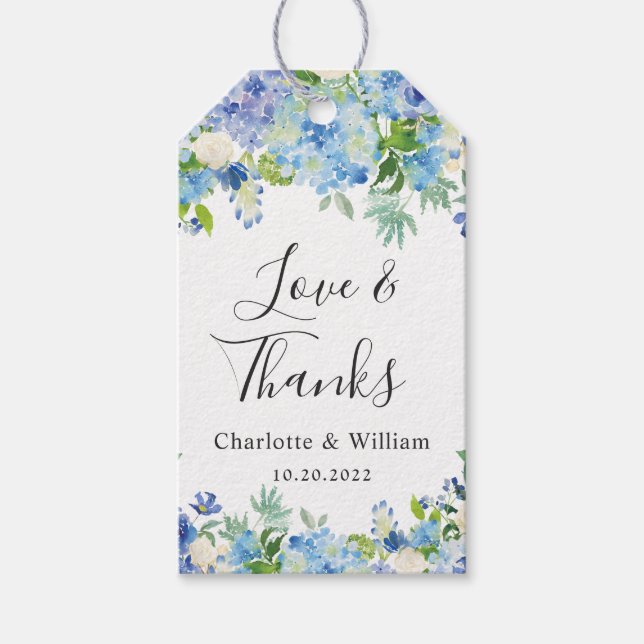 Blue Hydrangea  Greenery Gift Favour Tag Thank You (Front)